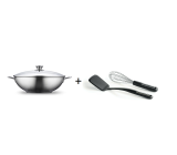 Fontignac Wokpfanne mit Deckel 32 cm Induktion Pfanne Edelstahl + Gratis KitchenAid Set