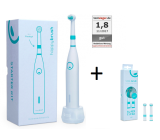 HAPPYBRUSH R1 StarterKit Rotierende Zahnbürste Weiß + Gratis 2er Pack Ersatzbürsten