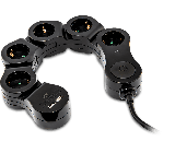 ISY IPS-5000-B 5 Fach Schwenkbare Steckdosenleiste 2 USB Anschluss mit Schalter