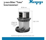 Kopp 6-Fach mit 3X Steckdose + 2X USB-Port  Steckdosenleiste mit USB