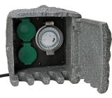 Kopp Energiestation Stein-Optik mit 2 Schutzkontakt und Zeitschaltuhr