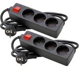 Kopp 3-fach Steckdosenleiste mit Schalter Schwarz [2ER PACK]