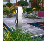 Ledar Steckdosenpfosten - Stockach stahl, Outdoor Silber Außensteckdose (4-fach) 