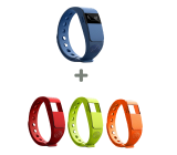 NINETEC Smartfit F2 Fitnesstracker + 3x Ersatz Armband (Blau / Rot / Grün / ORANGE)