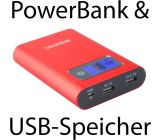 NINETEC PowerDrive 2in1 64GB USB Flash + 13.400mAh Power Bank Akku Ladegerät Rot 