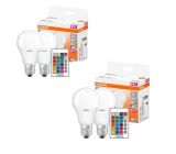 OSRAM STAR+ RGBW LED Lampe E27 Birne Licht mit Fernbedienung 60W [4ER PACK]