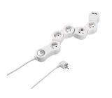 Vivanco 5-Fach Flexible Steckdosenleiste mit USB 2x Anschluss und Schalter