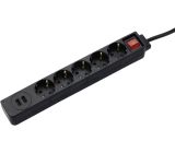Hama 5-Fach Steckdosenleiste mit 2x USB Anschluss und Schalter 
