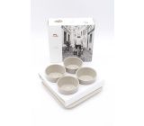 Staub Tapas Set Dipschalen Tablett Keramik Grau 21,5 x 21,5cm -0,15 L- [4er set]