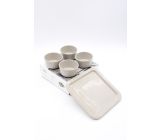 Staub Tapas Set Dipschalen Tablett Keramik Grau 21,5 x 21,5cm -0,15 L- [4er set]