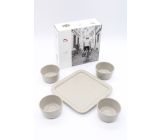 Staub Tapas Set Dipschalen Tablett Keramik Grau 21,5 x 21,5cm -0,15 L- [4er set]