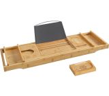 SONGMICS® Ausziehbare Badewannenablage Badewannenbrett Ablagen 