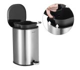 SONGMICS® Mülleimer Abfalleimer 5L Stahl Papierkorb Silbern - Schwarz