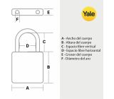 Yale Vorhangschloss Vorhängeschloss 44 mm laminiertes Stahl inkl. 3 Schlüssel