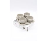 Staub Tapas Set Dipschalen Tablett Keramik Grau 21,5 x 21,5cm -0,15 L- [4er set]