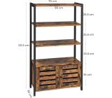 Vasagle Bücherregal Standregal 4 Ebene Bücherschrank Küchenschrank