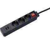 Hama 3- Fach Steckdosenleiste mit 2x USB und Schalter Mehrfachsteckdose