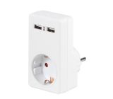 Vivanco Zwischenstecker Steckdosenadapter mit 2x USB Buchse Weiß
