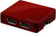 Speedlink (B-WARE) Snappy USB Hub (4 Anschlüsse, integrierter ausklappbarer und drehbarer USB-Anschluss, schnelle Datenübertragung) rot