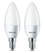 Philips LED Lampe ersetzt 40 W, E14, warmweiß (2700K), 470 Lumen, Kerze, Doppelpack [Energieklasse A+]