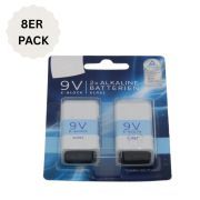 E-Block 9V Batterie Alkaline Blockbatterie Ideal für Rauchmelder Feuermelder 8ER SET 