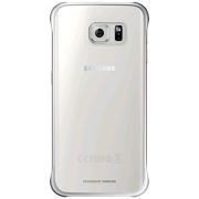 Samsung Slimline Clip-On Hülle Clear View Case Cover für Samsung Galaxy S6 Edge, Metallic silber/transparent