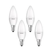 4x Osram LED-Lampe | Sockel E14 |Warm White (2700 K) | ersetzt Glühlampen mit 40 W | 5,70 W | Matt | LED BASE CLASSIC B