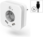 Hama LED Nachtlicht Steckdose mit 2 USB Anschluss Bewegungsmelder und Dämmerungssensor 