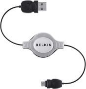 Belkin Einziehbares USB Kabel Ladekabel Datenkabel USB A/Micro-B 1m Grau/Schwarz