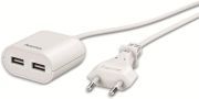 Hama USB Netzteil 5v 2,4A mit Kabel USB Verlängerungskabel 2-Fach 1,9m Weiß